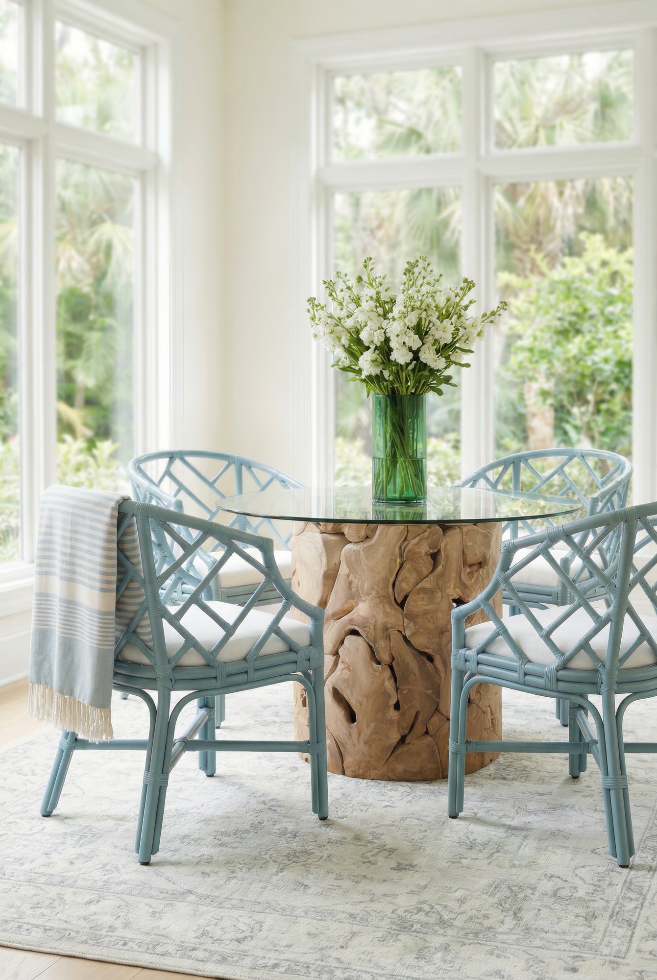 Banyan Organic Mosaic Teak Wood Dining Table Pedestal Base (Glass Top Not Included), 26_W, Natural - Final 1 (1)